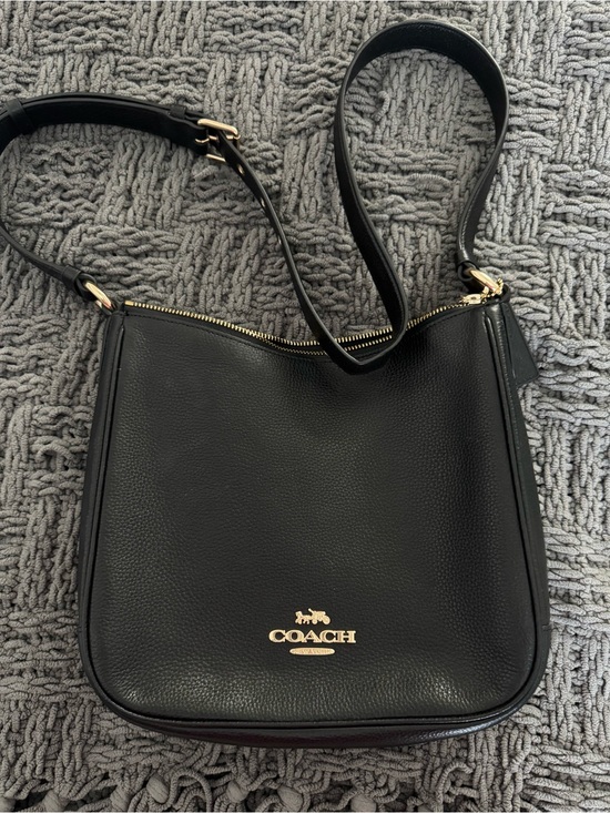 Coach Handbags - COACH Black Pebbled Leather Crossbody Bag with Gold Hardware